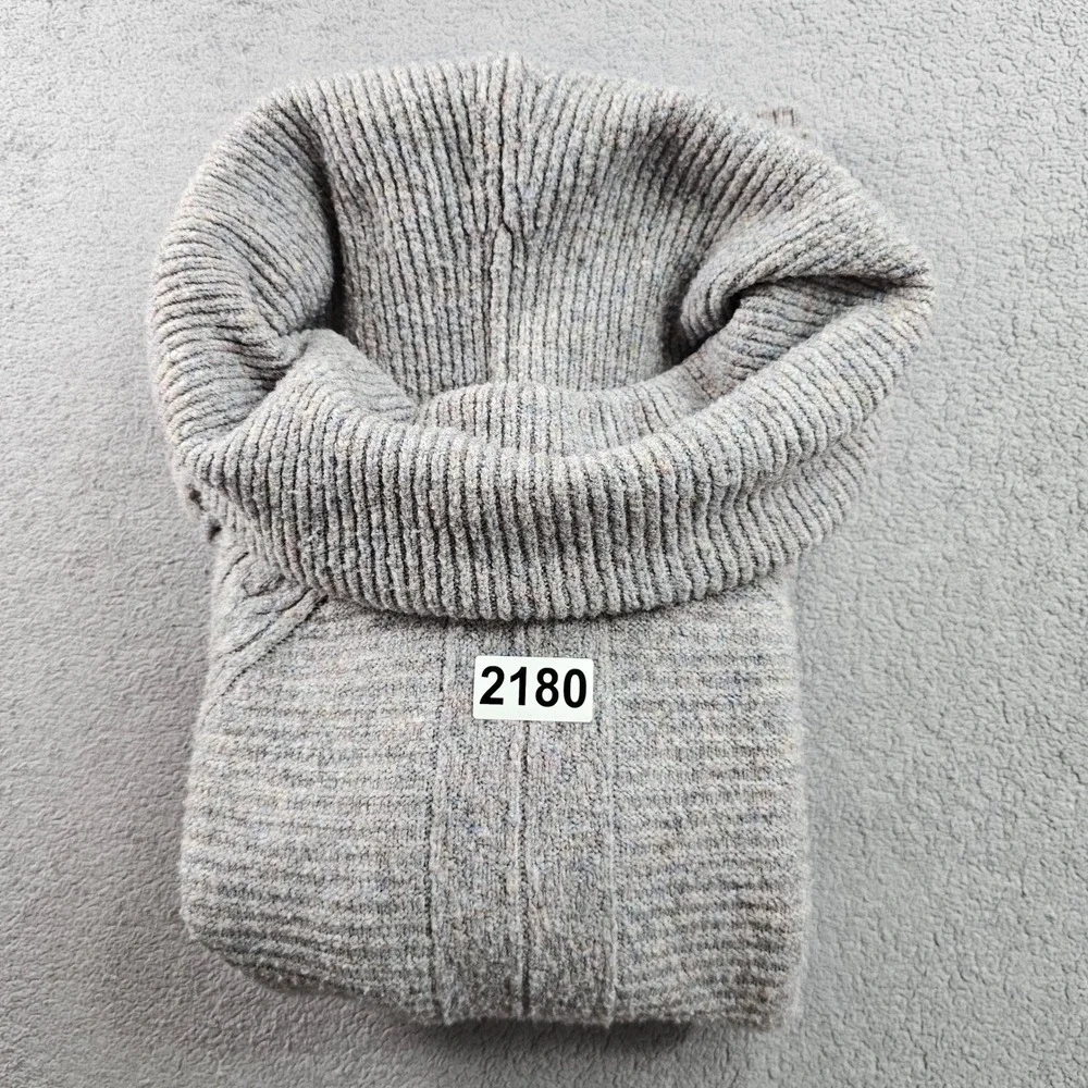 Liz Claiborne Sweater Women L Gray Soft Marled Cable Knit Long Sleeve Turtleneck